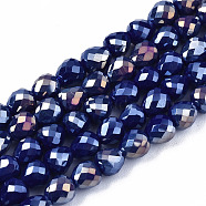 Opaque Glass Beads Strands, AB Color Plated, Faceted, Teardrop, Medium Blue, 4.5x4.5mm, Hole: 1mm, about 99~101pcs/strand, 17.64 inch~18.03 inch(44.8cm~45.8cm)(X-EGLA-T008-16B)
