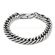 304 Stainless Steel Cuban Link Chains Bracelets for Men, Stainless Steel Color, 8-7/8 inch(22.4cm)(BJEW-D031-06P)