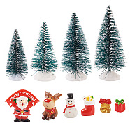 10Pcs 10 Style Christmas Resin Display Decorations, for Home Decorations, Mixed Shapes, Mixed Color, 11~45x13~45x11~105mm, 1pc/style(DJEW-TA0001-03)
