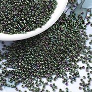 MIYUKI Round Rocailles Beads, Japanese Seed Beads, (RR465) Metallic Dark Green Iris, 11/0, 2x1.3mm, Hole: 0.8mm, about 5500pcs/50g(SEED-X0054-RR0465)