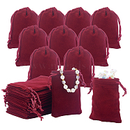 Rectangle Velvet Pouches, Candy Gift Bags Christmas Party Wedding Favors Bags, Dark Red, 9x7cm(TP-NB0001-46B)