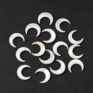 Natural White Shell Beads, Moon, Seashell Color, 15x13x3mm, Hole: 0.8mm(SSHEL-M021-14)