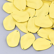 Spray Painted Iron Pendants, Yellow, 25.5x17.5x2mm, Hole: 1mm(IFIN-S704-22A)