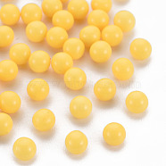 Opaque Acrylic Beads, No Hole, Round, Yellow, 4mm, about 14000pcs/500g(MACR-S373-62A-03)