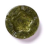 Resin with Natural Peridot Chip Stones Ashtray, Home OFFice Tabletop Decoration, Flat Round with Flower, 104x32mm, Inner Diameter: 61x68mm(DJEW-F015-05C)
