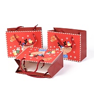 Christmas Themed Paper Bags, Rectangle with Deer Pattern, for Jewelry Storage, Red, 24.5x19.5x0.45cm(CARB-P006-03A-01)