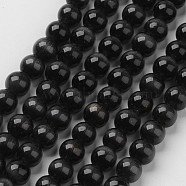 Cat Eye Beads, Round, Black, 8mm, Hole: 1mm, about 15.5 inch/strand, about 49pcs/strand(CER8mm33)