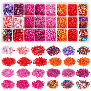 Baking Paint Glass Seed Beads, with Dyed Freshwater Shell Chip Beads, Mixed Color, 21.8x11x3cm(SEED-NB0001-17)