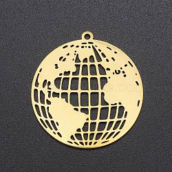 201 Stainless Steel Pendants, Laser Cut, The Earth, Golden, 32.5x30.5x1mm, Hole: 1.6mm(STAS-S105-LA227)