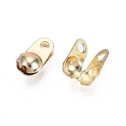 Brass Bead Tips, Nickel Free, Calotte Ends, Clamshell Knot Cover, Real 18K Gold Plated, 6.5x3.5x3mm, Hole: 1.2mm(X-KK-T056-44G-NF)