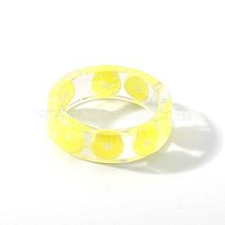 Resin Plain Band Rings, Polymer Clay Fruit Slice inside Rings for Women Girls, Lemon, 17mm(FS-WG41763-12)