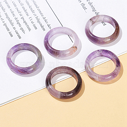 Natural Amethyst Plain Band Finger Rings, US Size 8 1/2(18.5mm), 6mm(RJEW-H230-13D-05)