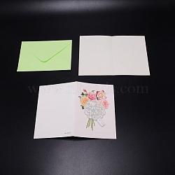 Envelope & Flower Pattern Greeting Cards Sets, for Mother's Day Valentine's Day Birthday Thanksgiving Day, Flower Pattern, 127x180x0.5mm(DIY-WH0258-33A-02)