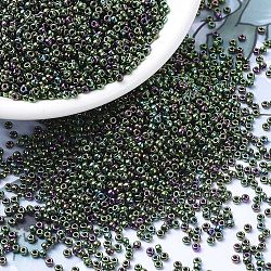 MIYUKI Round Rocailles Beads, Japanese Seed Beads, (RR465) Metallic Dark Green Iris, 11/0, 2x1.3mm, Hole: 0.8mm, about 5500pcs/50g(SEED-X0054-RR0465)