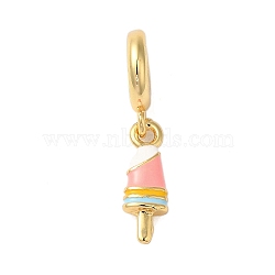 Rack Plating Brass Colorful Enamel European Dangle Charms, Ice Cream Large Hole Pendants, Cadmium Free & Lead Free, Long-Lasting Plated, Real 18K Gold Plated, 23.5mm, Hole: 5mm(KK-P279-37G)