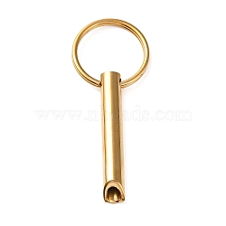 304 Stainless Steel Anxiety Breathing Whistle Keychains, for Relaxation Meditation Mindfulness, Column, Golden, 7.4cm(KEYC-P013-01G)