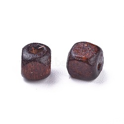 Dyed Natural Wood Beads, Cube, Nice for Children's Day Necklace Making, Lead Free, Coconut Brown, 5mm, Hole: 1.5mm, about 18600pcs/1000g(WOOD-S616-1-LF)