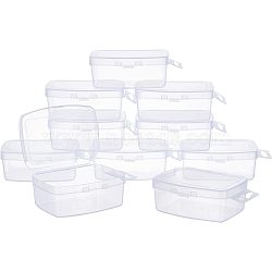 Transparent Plastic Bead Containers, with Hinged Lids, Flip Cover, Suspensibility, Rectangle, White, 10.4x6.5x3.5cm, Inner Size: 8.4x6cm(CON-WH0074-61)