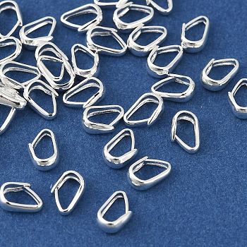 Brass Snap On Bails, Lead Free & Cadmium Free & Nickel Free, Silver, 6x2.5x4mm
