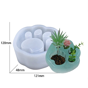 Cat Paw Print Planter DIY Food Grade Silicone Molds, Resin Casting Molds, for UV Resin, Epoxy Resin Craft Making, White, 120x121x48mm