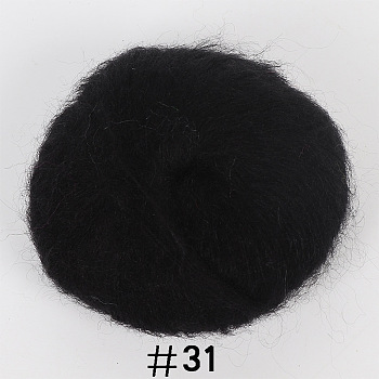 25g Angora Mohair Wool Knitting Yarn, for Shawl Scarf Doll Crochet Supplies, Black, 1mm