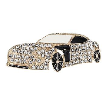 Car Alloy Rhinestone Brooches for Backpack Clothes , Crystal, 24x58mm