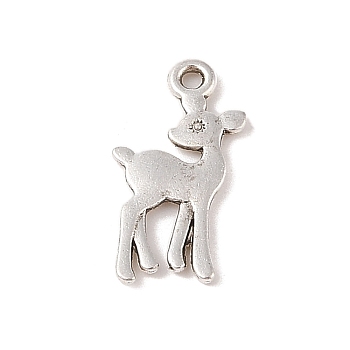 Tibetan Style Alloy Pendant, Cadmium Free & Lead Free, Deer, Antique Silver, 21x11x1.5mm, Hole: 1.6mm