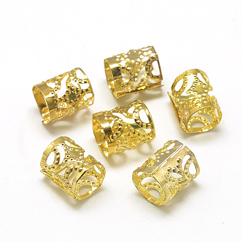 Iron Dreadlocks Beads Hair Decoration, Hair Coil Cuffs, Column, Gold, 10x11.5mm, Hole: 10.5mm