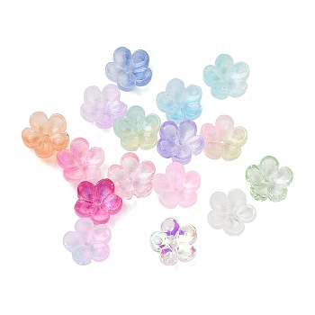 Dyed & Heated Glass Bead Caps, 5-Petal Flower, Mixed Color, 10x10x5mm, Hole: 1.4mm