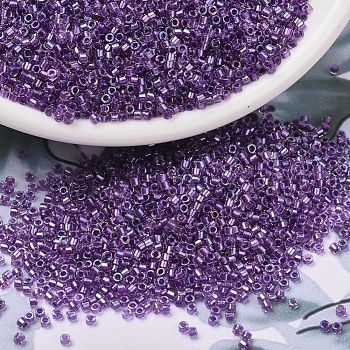 MIYUKI Delica Beads, Cylinder, Japanese Seed Beads, 11/0, (DB1754) Sparkling Purple Lined Crystal AB, 1.3x1.6mm, Hole: 0.8mm, about 2000pcs/10g