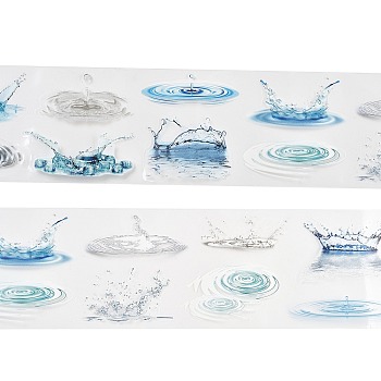 Spray Wave Waterproof PET Decorative Stickers, DIY Scrapbook Decorative Adhesive Tapes, 60x0.1mm