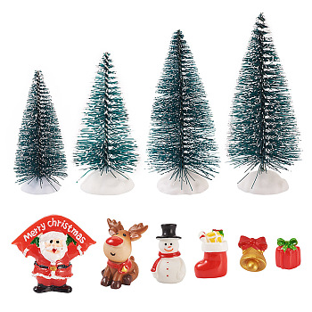 10Pcs 10 Style Christmas Resin Display Decorations, for Home Decorations, Mixed Shapes, Mixed Color, 11~45x13~45x11~105mm, 1pc/style