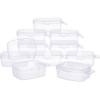 Transparent Plastic Bead Containers, with Hinged Lids, Flip Cover, Suspensibility, Rectangle, White, 10.4x6.5x3.5cm, Inner Size: 8.4x6cm