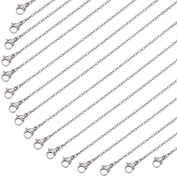 20Pcs 304 Stainless Steel Cable Chain Necklaces Set, Stainless Steel Color, 19.7 inch(50cm)