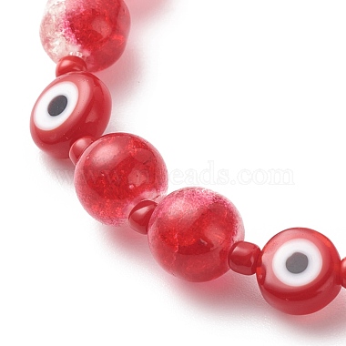 Mauvais œil breloque de téléphone en perles de verre craquelé sangles mobiles en perles de verre(HJEW-JM00744)-5