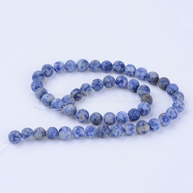 perles de jaspe tache bleue naturelle(X-G-Q462-8mm-06)-2