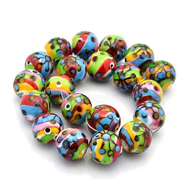 Multi-couleur perles rondes main de Murano(X-LAMP-O008-03)-2