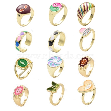 Mixed Style Alloy Enamel Finger Rings for Women(RJEW-MSMC002-16)-2