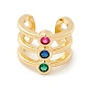 Colorful Cubic Zirconia Triple Line Wide Band Cuff Ring(X-RJEW-K235-11G)-1