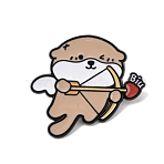 Bank Beaver Cupid Enamel Pins, Black Plated Alloy Badge for Backpack Clothes, Tan, 30x32.5mm(JEWB-K019-02A-EB)