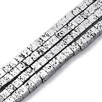 Electroplated Natural Lava Rock Beads Strands, Cube, Platinum Plated, 2x2x2mm, Hole: 1mm, about 179pcs/strand, 16.14''(41cm)(G-A256-B01-01C)