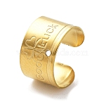 304 Stainless Steel Ear Cuff Findings, with Hole, Clover, Golden, 11x7x10.5mm, Hole: 0.9mm(STAS-Q305-01D-G)