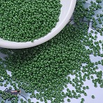 MIYUKI Round Rocailles Beads, Japanese Seed Beads, (RR431) Opaque Green Luster, 11/0, 2x1.3mm, Hole: 0.8mm, about 1100pcs/bottle, 10g/bottle(SEED-JP0008-RR0431)