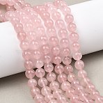 Natural Madagascar Rose Quartz Beads Strands, Smooth Round, 8~9mm, Hole: 0.7mm, about 46pcs/strand, 15.28''(38.8cm)(G-Z146-A01-8mm-01)