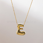 Brass Chunky Initial Pendant Necklaces, with Stainless Steel Lobster Claw Clasps, Real 14K Gold Plated, Letter E, 17.72~18.90 inch(45~48cm)(WG97A63-05)