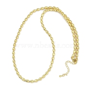 Rack Plating Brass Textured Teardrop Link Chain Necklaces for Women, Long-Lasting Plated, Lead Free & Cadmium Free, Real 18K Gold Plated, 21.93 inch(55.7cm)(NJEW-K382-08G)