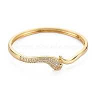 Snake Bangles for Women, Brass Micro Pave Cubic Zirconia Bangles, Nickel Free, Real 16K Gold Plated, Inner Diameter: 2-1/4 inch(5.55cm)(BJEW-Q700-005-NF)