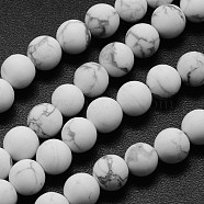 Natural Howlite Beads Strands, Frosted, Round, 4mm, Hole: 0.8mm, about 83~93pcs/strand, 14.1 inch(G-D696-4mm)