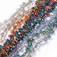 Glass Beads Strands, Top Drilled, Faceted, Teardrop, Mixed Color, 8x6mm, Hole: 0.9mm, about 99~102pcs/strand, 20.08~19.69''(50cm)(GLAA-H022-07)