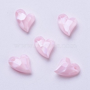 Acrylic Pendants, Imitation Pearl, Heart, Faceted, Misty Rose, 11x9x4mm, Hole: 0.5mm(X-MACR-P120-11mm-P22)